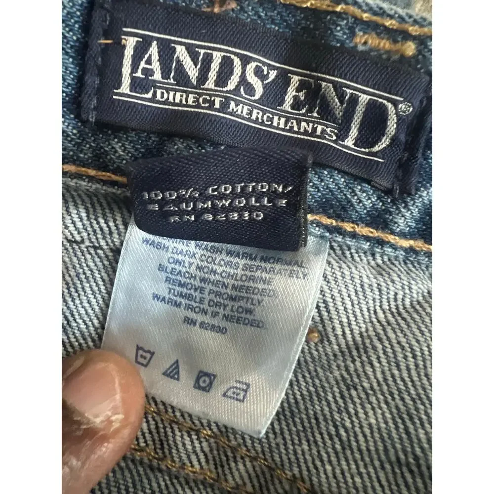 Vintage Lands End Square Rigger Jeans Mens 36 R Blue Denim Relaxed Wide Leg